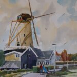 Aquarel Molen de Vriendschap van Jan van der Wal